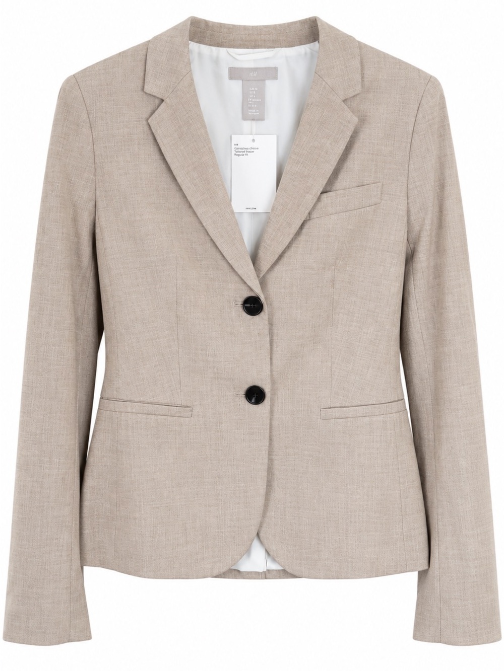 H&M Beige Tailored Blazer, Size S, New Without Tags